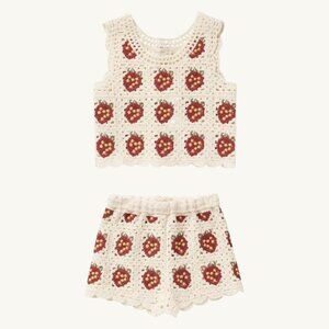 NWT - Rylee + Cru strawberry crochet set